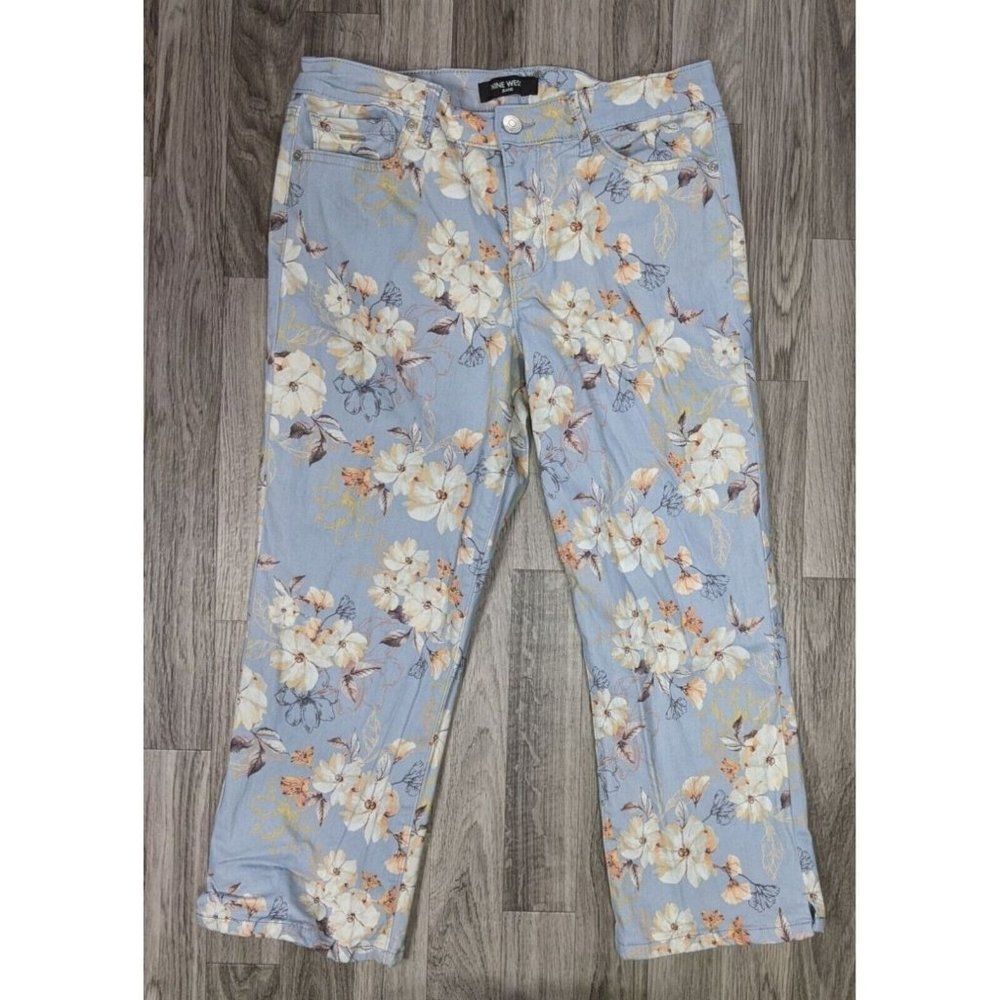Nine West Jeans Womens Size 8 Chrystie Multicolored Floral Denim Jeans Capris